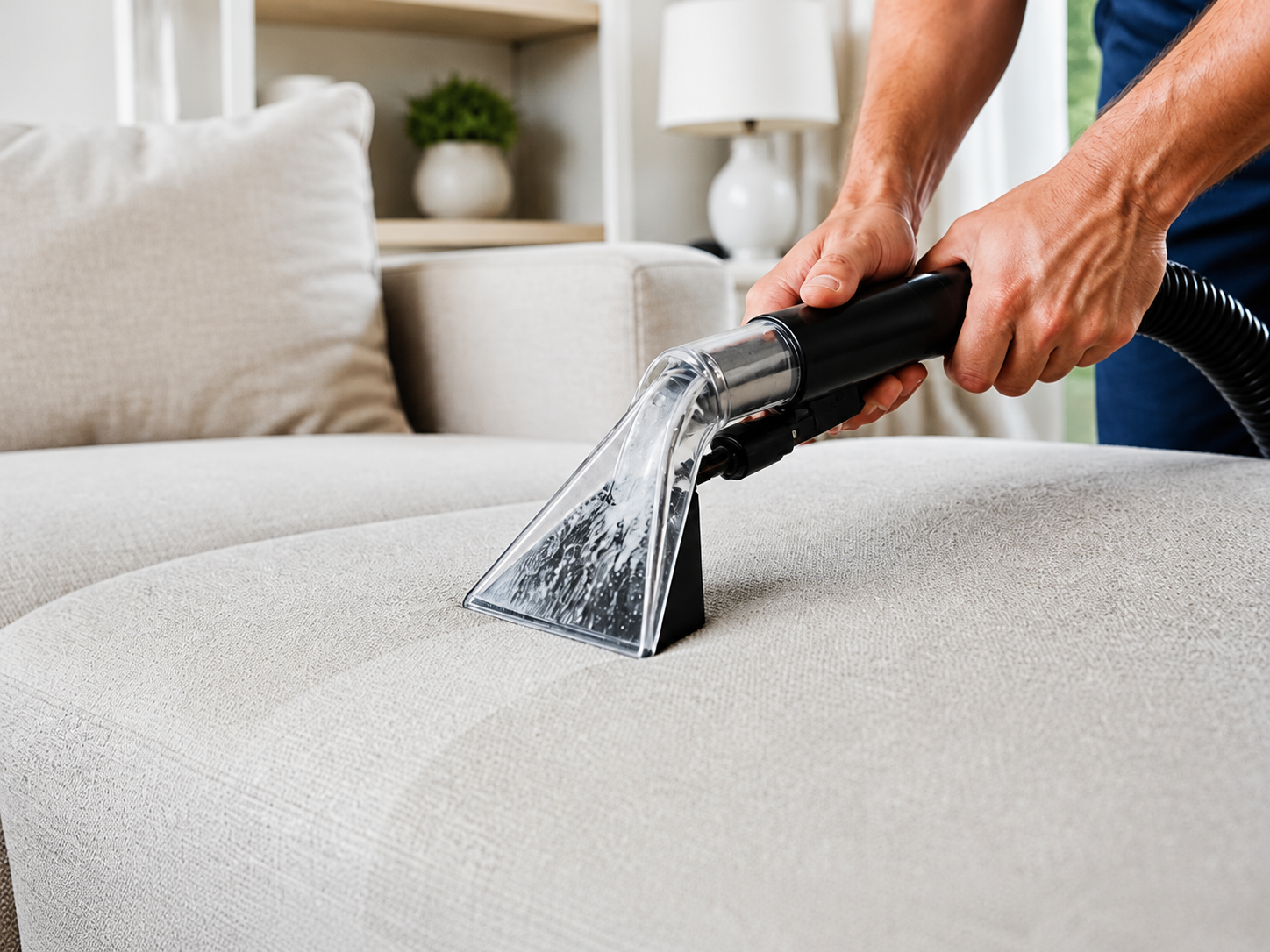 Man Cleaning Upholstery Furniture Upholstery and Couch Steam Cleaning Naples FL